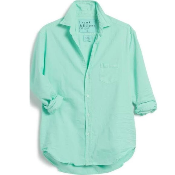 Frank & Eileen EILEEN Shirt Famous Denim Relaxed Button-Up Size XS Seafoam Green - Picture 11 of 11